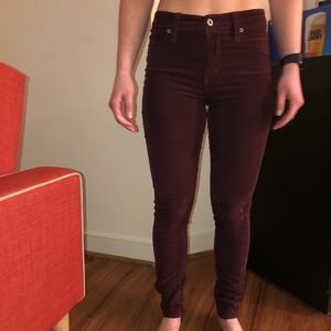 CARMAR Maroon Corduroy High Waisted Jeans